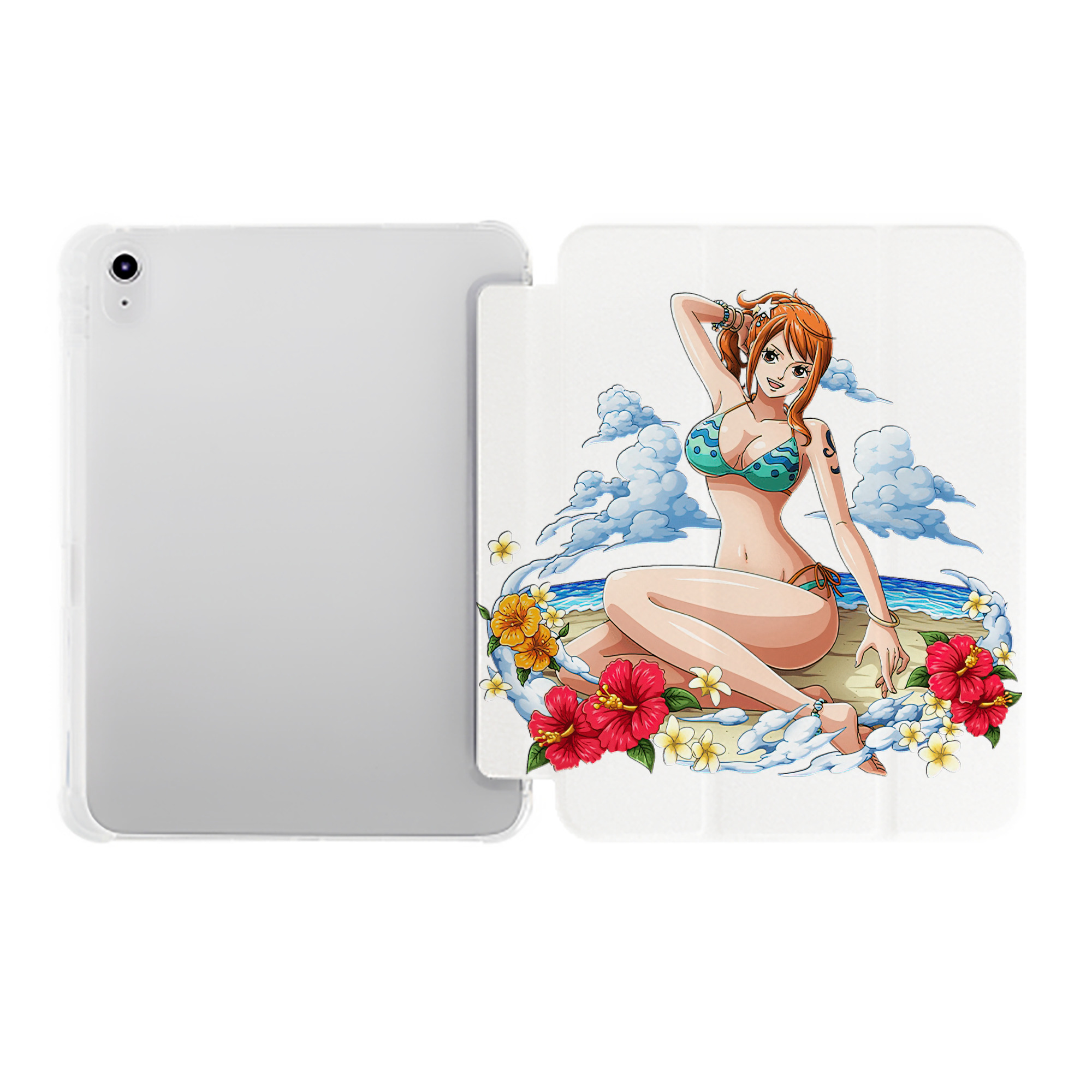 （画像用） ワンピース ナミ ONE PIECE Nami IPad ケース ペン収納付き 三つ折りスタンド PUレザー×シリコン 対応機種9.5/10.5/10.9インチ